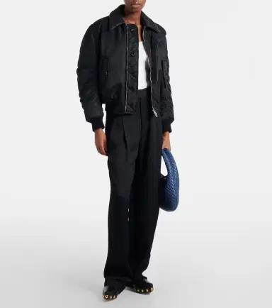 Bottega Veneta Intrecciato leather-trimmed blouson jacket | Thumbnail 3 Bottega Veneta Intrecciato leather-trimmed blouson jacket | Thumbnail 3