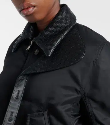 Bottega Veneta Intrecciato leather-trimmed blouson jacket | Thumbnail 6 Bottega Veneta Intrecciato leather-trimmed blouson jacket | Thumbnail 6