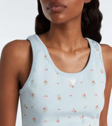 Prada Floral cotton-blend tank top | Thumbnail 4 Prada Floral cotton-blend tank top | Thumbnail 4