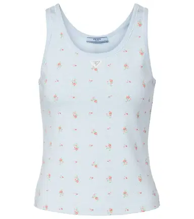 Prada Floral cotton-blend tank top | Thumbnail 1 Prada Floral cotton-blend tank top | Thumbnail 1