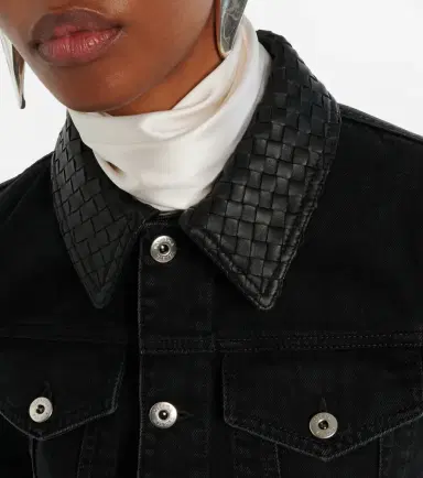 Bottega Veneta Intrecciato leather-trimmed denim jacket | Thumbnail 3 Bottega Veneta Intrecciato leather-trimmed denim jacket | Thumbnail 3