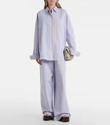 Dries Van Noten Striped cotton wide-leg pants | Thumbnail 3 Dries Van Noten Striped cotton wide-leg pants | Thumbnail 3