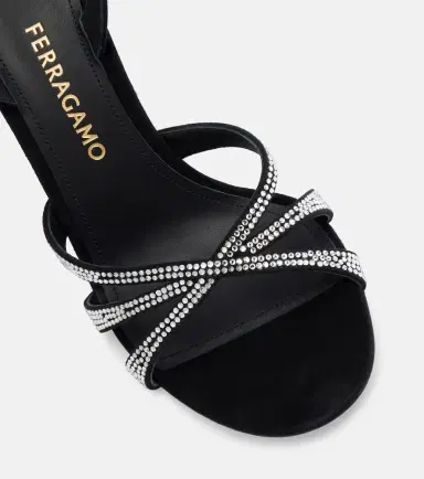 Ferragamo 90 crystal-embellished suede sandals | Thumbnail 2 Ferragamo 90 crystal-embellished suede sandals | Thumbnail 2