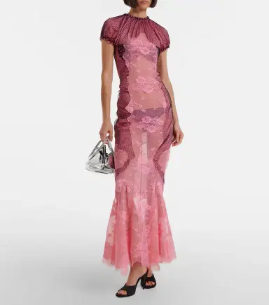 The Attico Sheer lace and mesh maxi dress | Thumbnail 4 The Attico Sheer lace and mesh maxi dress | Thumbnail 4