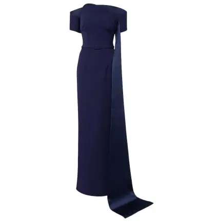 Safiyaa Giorgia off-shoulder crêpe gown | Thumbnail 1 Safiyaa Giorgia off-shoulder crêpe gown | Thumbnail 1