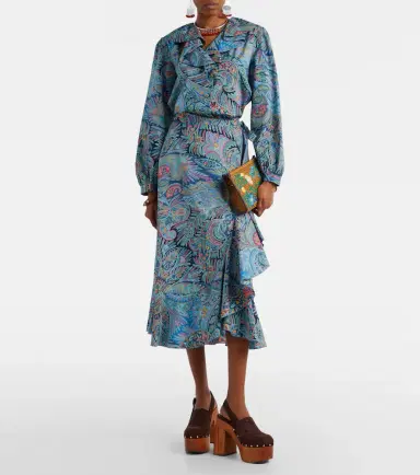 Etro Paisley ruffled cotton-blend blouse | Thumbnail 3 Etro Paisley ruffled cotton-blend blouse | Thumbnail 3