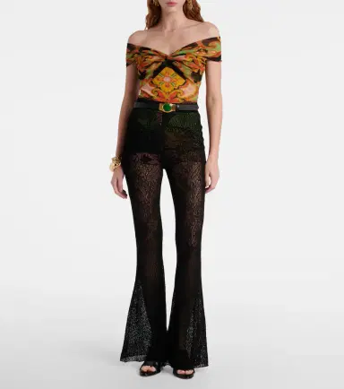 Etro Cotton lace flared pants | Thumbnail 2 Etro Cotton lace flared pants | Thumbnail 2