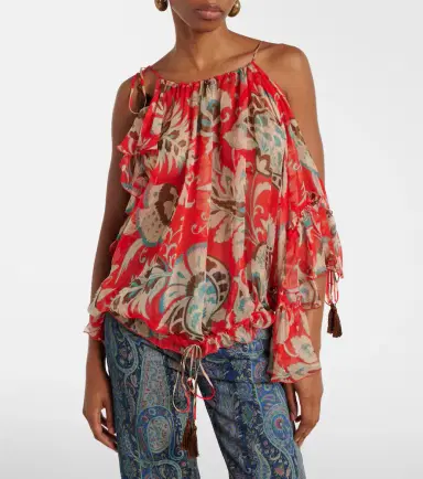 Etro Printed ruffled silk top | Thumbnail 3 Etro Printed ruffled silk top | Thumbnail 3