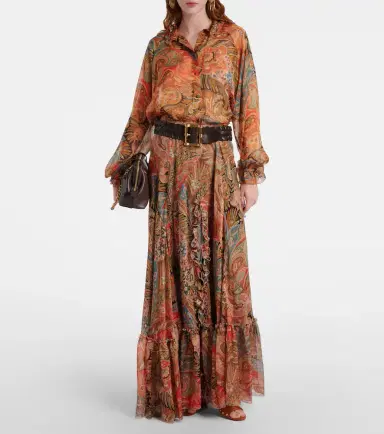 Etro Printed ruffled silk blouse | Thumbnail 2 Etro Printed ruffled silk blouse | Thumbnail 2