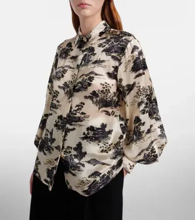 Max Mara Vetro printed silk satin shirt | Thumbnail 2 Max Mara Vetro printed silk satin shirt | Thumbnail 2
