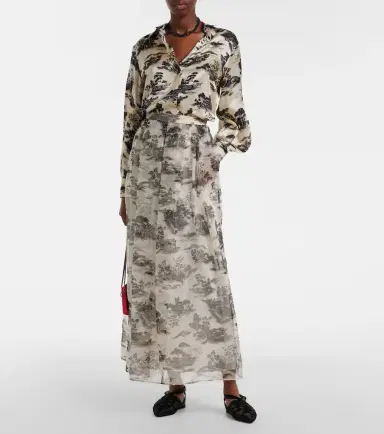 Max Mara Vetro printed silk satin shirt | Thumbnail 3 Max Mara Vetro printed silk satin shirt | Thumbnail 3