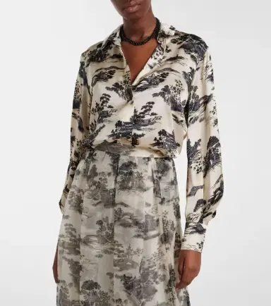 Max Mara Vetro printed silk satin shirt | Thumbnail 4 Max Mara Vetro printed silk satin shirt | Thumbnail 4
