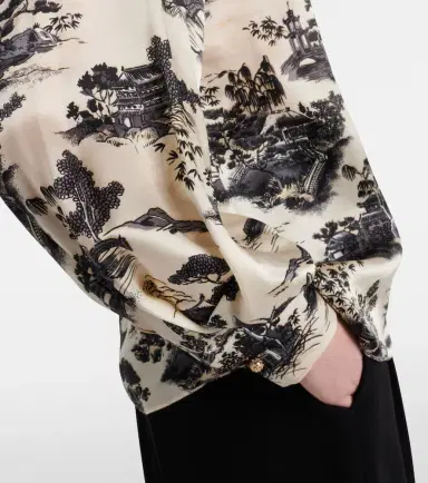 Max Mara Vetro printed silk satin shirt | Thumbnail 5 Max Mara Vetro printed silk satin shirt | Thumbnail 5