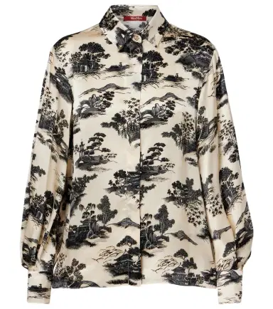 Max Mara Vetro printed silk satin shirt | Thumbnail 1 Max Mara Vetro printed silk satin shirt | Thumbnail 1