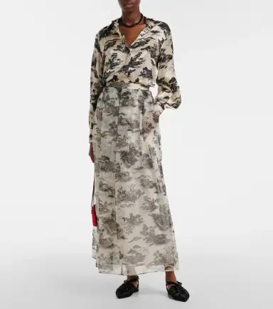 Max Mara Elegante Sabbia printed silk organza maxi skirt | Thumbnail 4 Max Mara Elegante Sabbia printed silk organza maxi skirt | Thumbnail 4
