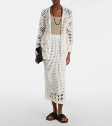 Max Mara Geode open-knit cotton midi skirt | Thumbnail 4 Max Mara Geode open-knit cotton midi skirt | Thumbnail 4