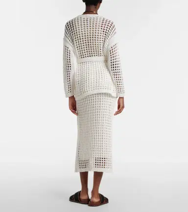 Max Mara Geode open-knit cotton midi skirt | Thumbnail 6 Max Mara Geode open-knit cotton midi skirt | Thumbnail 6
