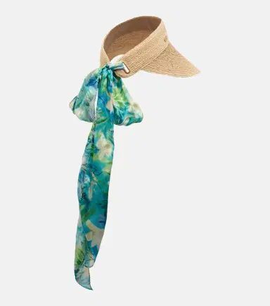 Chloé Chloé Silk-trimmed raffia visor | Thumbnail 3 Chloé Chloé Silk-trimmed raffia visor | Thumbnail 3