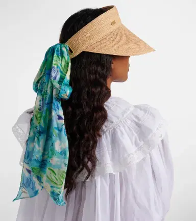 Chloé Chloé Silk-trimmed raffia visor | Thumbnail 4 Chloé Chloé Silk-trimmed raffia visor | Thumbnail 4