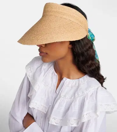 Chloé Chloé Silk-trimmed raffia visor | Thumbnail 5 Chloé Chloé Silk-trimmed raffia visor | Thumbnail 5