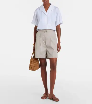 Max Mara Medeola pleated cotton-blend Bermuda shorts | Thumbnail 2 Max Mara Medeola pleated cotton-blend Bermuda shorts | Thumbnail 2