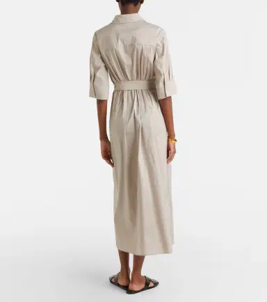 Max Mara Cognac cotton-blend midi dress | Thumbnail 4 Max Mara Cognac cotton-blend midi dress | Thumbnail 4