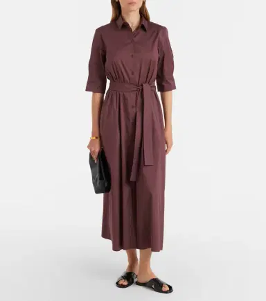 Max Mara Cognac cotton-blend midi dress | Thumbnail 2 Max Mara Cognac cotton-blend midi dress | Thumbnail 2