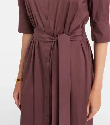 Max Mara Cognac cotton-blend midi dress | Thumbnail 4 Max Mara Cognac cotton-blend midi dress | Thumbnail 4