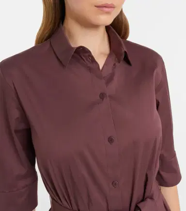 Max Mara Cognac cotton-blend midi dress | Thumbnail 5 Max Mara Cognac cotton-blend midi dress | Thumbnail 5
