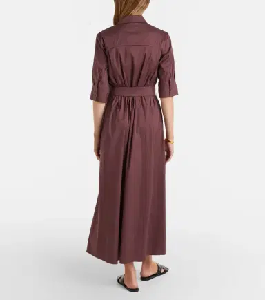 Max Mara Cognac cotton-blend midi dress | Thumbnail 6 Max Mara Cognac cotton-blend midi dress | Thumbnail 6