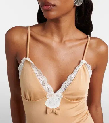 Chloé Chloé Bow-detail lace-trimmed bodysuit | Thumbnail 3 Chloé Chloé Bow-detail lace-trimmed bodysuit | Thumbnail 3