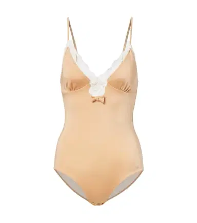 Chloé Chloé Bow-detail lace-trimmed bodysuit | Thumbnail 1 Chloé Chloé Bow-detail lace-trimmed bodysuit | Thumbnail 1