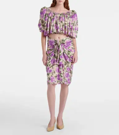 Chloé Chloé Draped floral silk midi skirt | Thumbnail 3 Chloé Chloé Draped floral silk midi skirt | Thumbnail 3