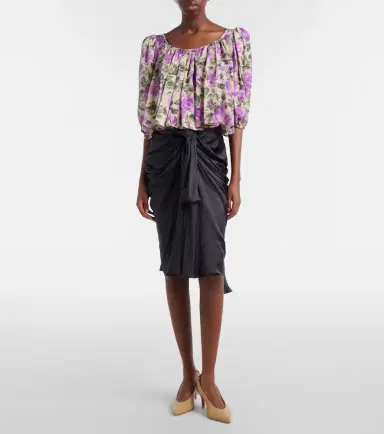 Chloé Chloé Gathered silk satin midi skirt | Thumbnail 3 Chloé Chloé Gathered silk satin midi skirt | Thumbnail 3