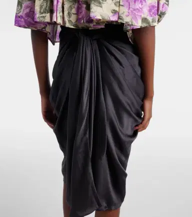 Chloé Chloé Gathered silk satin midi skirt | Thumbnail 4 Chloé Chloé Gathered silk satin midi skirt | Thumbnail 4