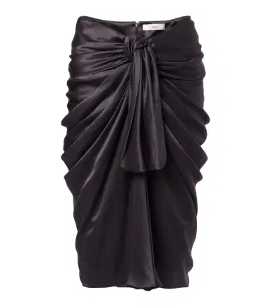 Chloé Chloé Gathered silk satin midi skirt | Thumbnail 1 Chloé Chloé Gathered silk satin midi skirt | Thumbnail 1