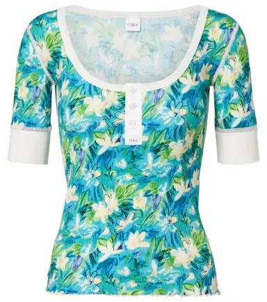 Chloé Chloé Floral cotton-blend bowling shirt | Thumbnail 1 Chloé Chloé Floral cotton-blend bowling shirt | Thumbnail 1