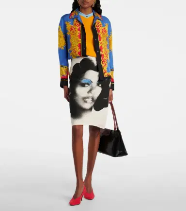 Versace Printed silk poplin midi skirt | Thumbnail 3 Versace Printed silk poplin midi skirt | Thumbnail 3