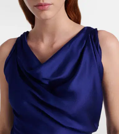 Victoria Beckham Draped asymmetric satin midi dress | Thumbnail 4 Victoria Beckham Draped asymmetric satin midi dress | Thumbnail 4