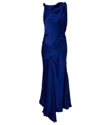 Victoria Beckham Draped asymmetric satin midi dress | Thumbnail 1 Victoria Beckham Draped asymmetric satin midi dress | Thumbnail 1