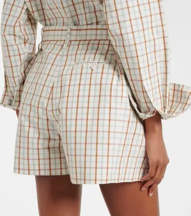 Victoria Beckham Checked pleated cotton shorts | Thumbnail 4 Victoria Beckham Checked pleated cotton shorts | Thumbnail 4