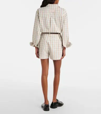 Victoria Beckham Checked pleated cotton shorts | Thumbnail 5 Victoria Beckham Checked pleated cotton shorts | Thumbnail 5