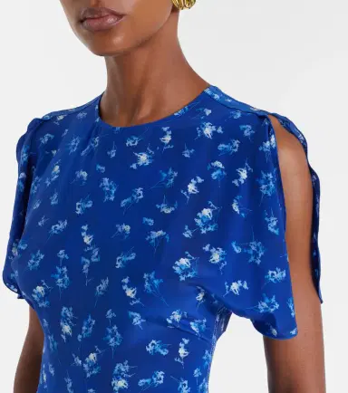 Victoria Beckham Bela floral gathered silk midi dress | Thumbnail 4 Victoria Beckham Bela floral gathered silk midi dress | Thumbnail 4