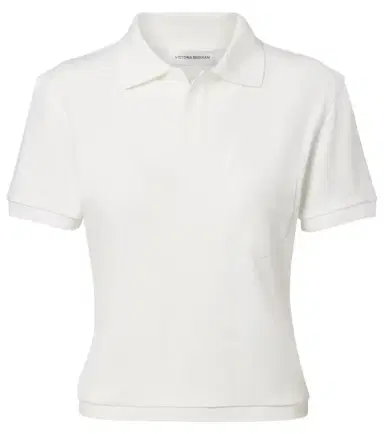 Victoria Beckham Cotton and linen polo shirt | Thumbnail 1 Victoria Beckham Cotton and linen polo shirt | Thumbnail 1