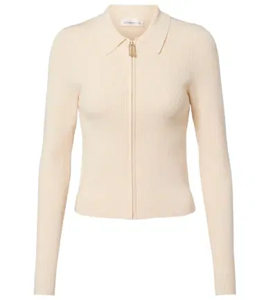 Victoria Beckham Mila ribbed-knit zip-up top | Thumbnail 1 Victoria Beckham Mila ribbed-knit zip-up top | Thumbnail 1