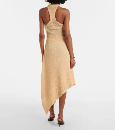 Victoria Beckham Knitted asymmetric cotton-blend midi skirt | Thumbnail 2 Victoria Beckham Knitted asymmetric cotton-blend midi skirt | Thumbnail 2