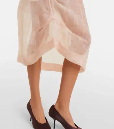 Victoria Beckham Asymmetric ruched organza midi dress | Thumbnail 3 Victoria Beckham Asymmetric ruched organza midi dress | Thumbnail 3
