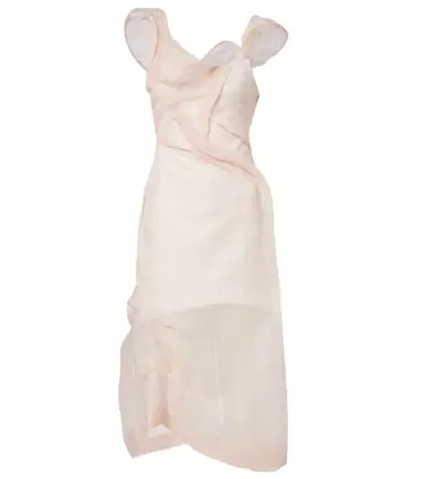Victoria Beckham Asymmetric ruched organza midi dress | Thumbnail 1 Victoria Beckham Asymmetric ruched organza midi dress | Thumbnail 1