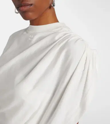 Courrèges Courrèges Ruched asymmetric cotton jersey T-shirt | Thumbnail 3 Courrèges Courrèges Ruched asymmetric cotton jersey T-shirt | Thumbnail 3