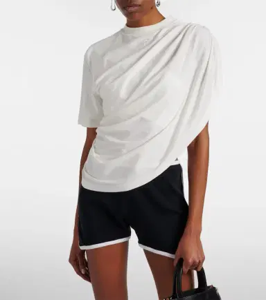 Courrèges Courrèges Ruched asymmetric cotton jersey T-shirt | Thumbnail 4 Courrèges Courrèges Ruched asymmetric cotton jersey T-shirt | Thumbnail 4